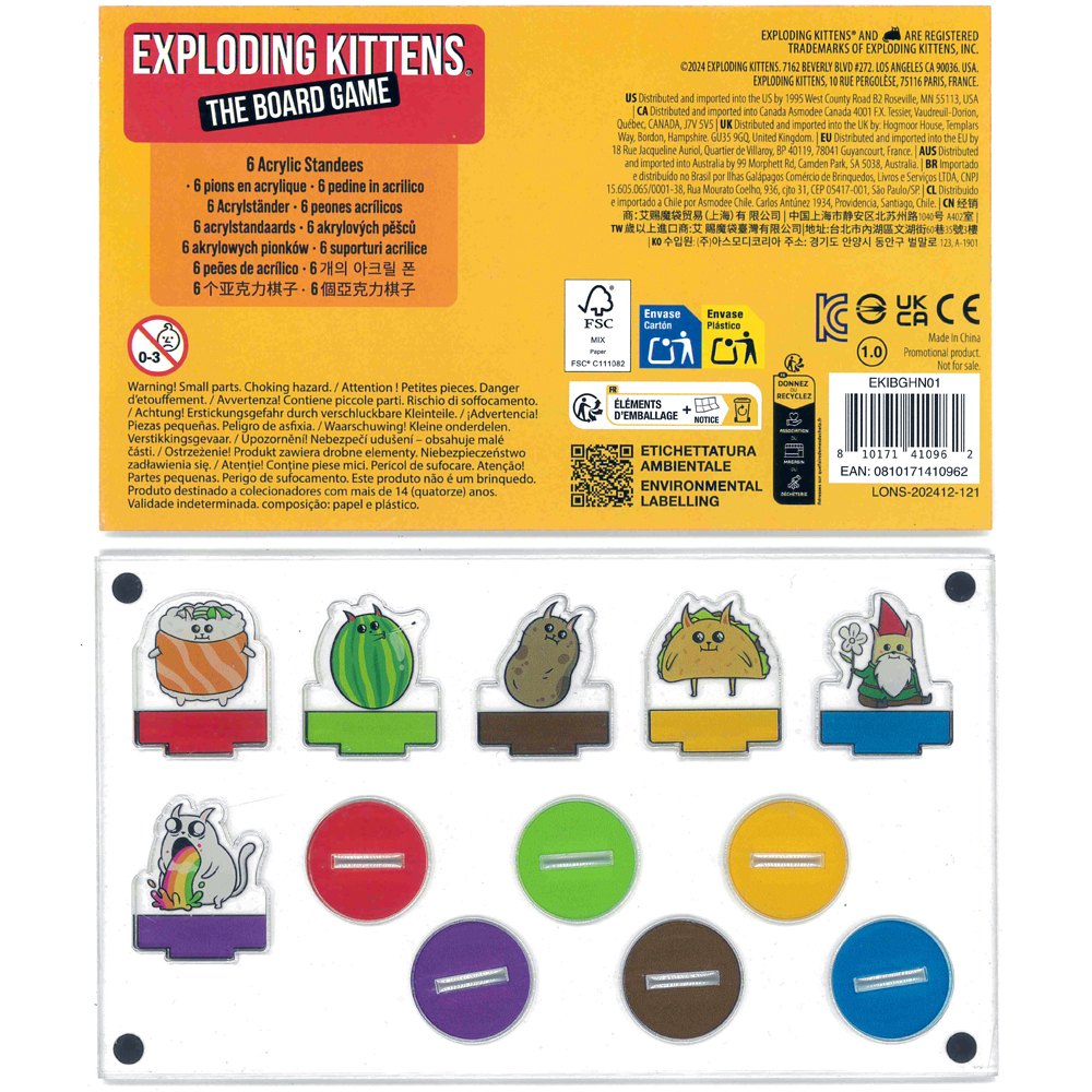 Exploding Kittens: The Board Game - Acrylic Standees (Add-on Sku for EKCEKGBG3)