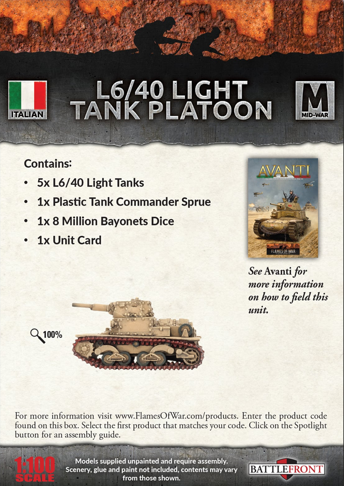 Flames of War WW2: Italian - L6/40 Light Tank Platoon