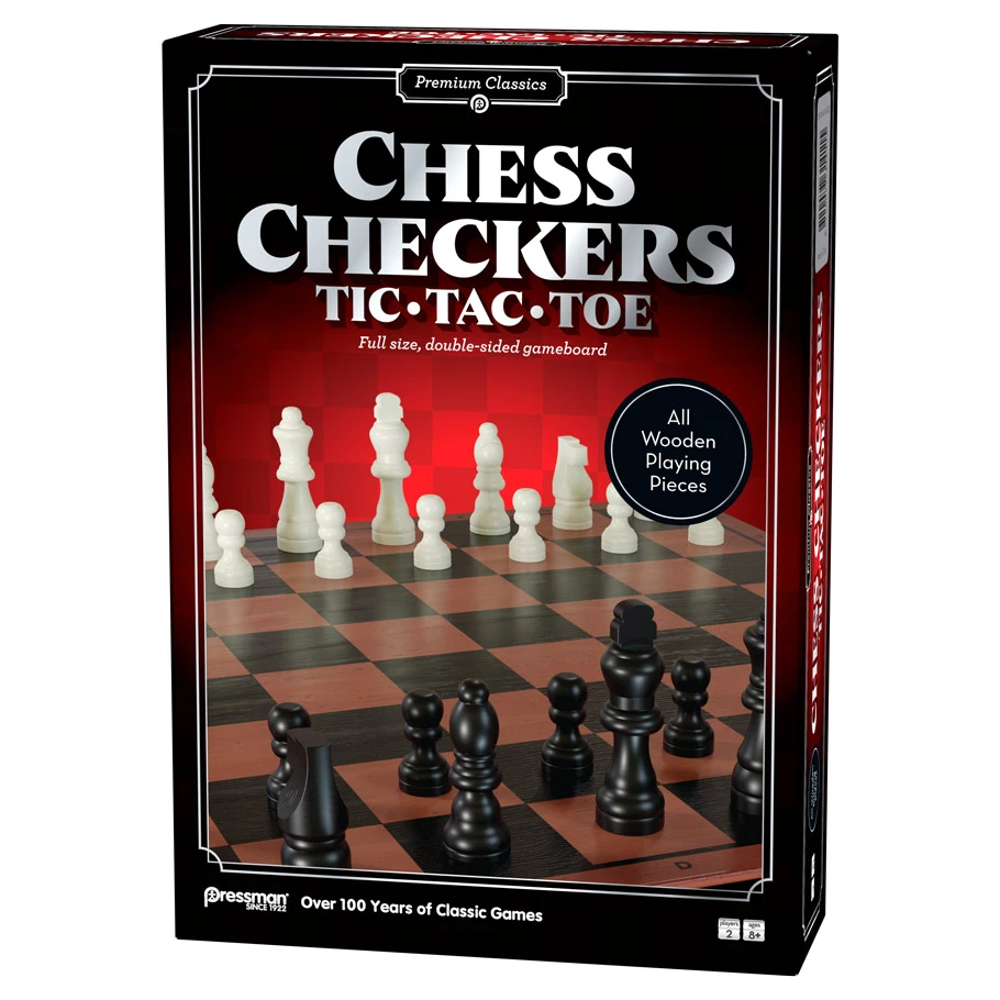 Pressman Premium Classics: Chess, Checkers, Tic-Tac-Toe (Preorder)