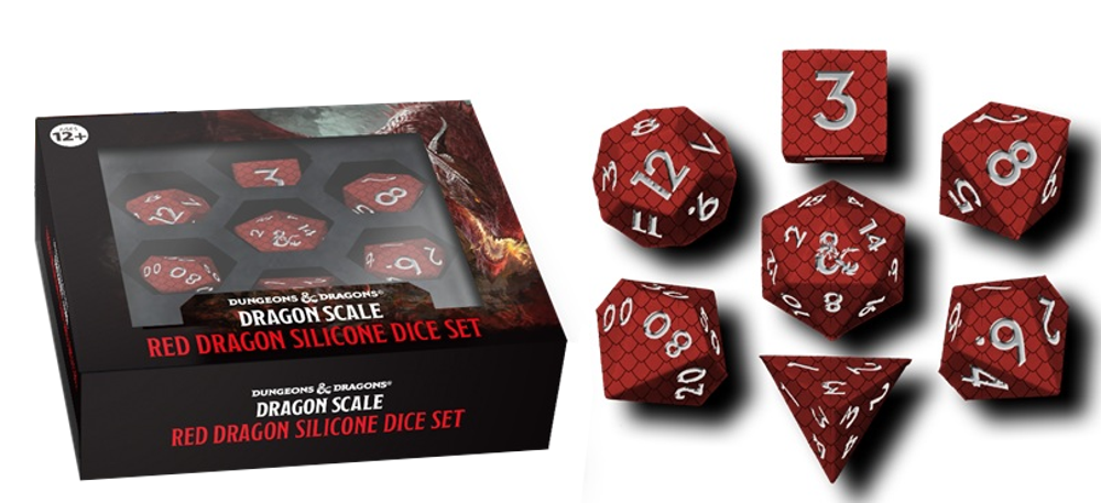D&D Silicone Dice Set: Dragon Scale - Red (7) (New Arrival)