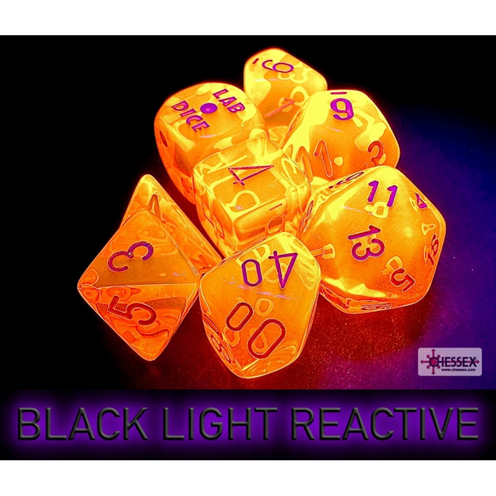 Chessex Lab Series Polyhedral Dice: Translucent - Neon Orange/White (8)