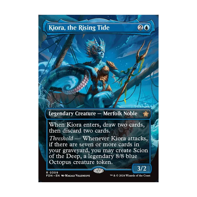 Kiora, the Rising Tide (Borderless) - Foundations (Near Mint)