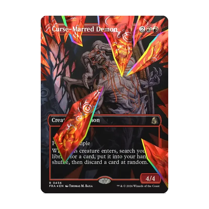 Curse-Marred Demon (Borderless) (Facet Foil) - Reality Fracture (Foil Near Mint)