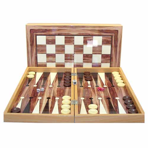 Backgammon: Walnut Decoupage - 19in Set (Last Chance)