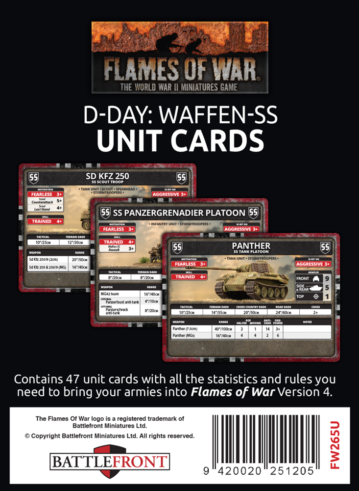 Flames of War WW2: D-Day Waffen-SS - Unit Cards