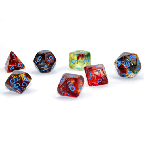 Chessex Dice Set: Nebula Luminary - Primary w/Blue (7)