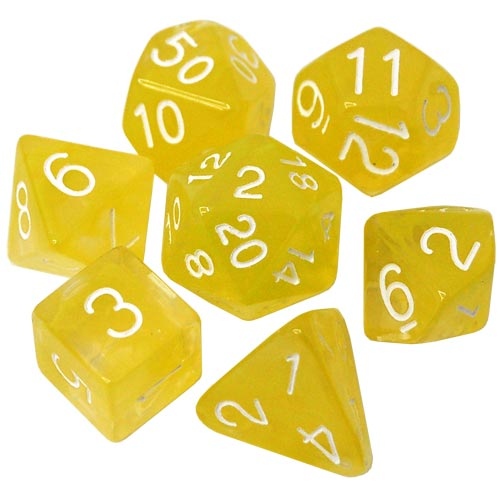 R4I Dice: Diffusion - Ochre Jelly w/ White (7) (Clearance)