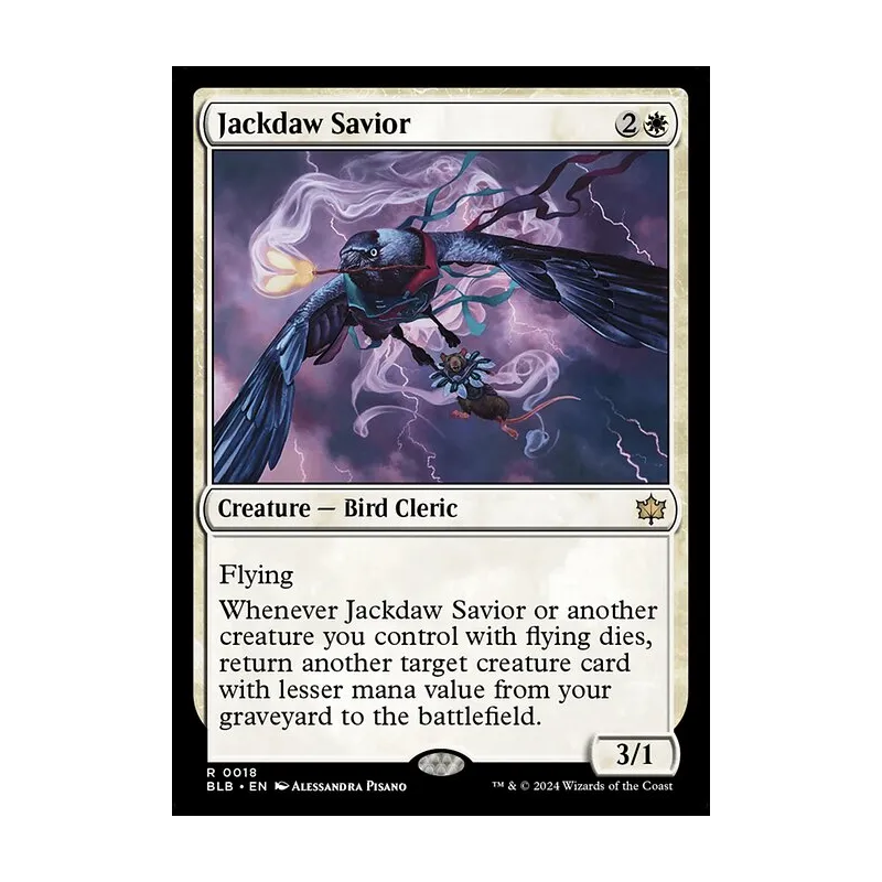 jackdaw mtg card Magic The Gathering - Universes Beyond - Assassin's Creed gain control of target nonland permanent controlled by a player who was dealt combat damage by three or more Pirates this turn. MTG Jackdaw Savior Bloomburrow blb#296