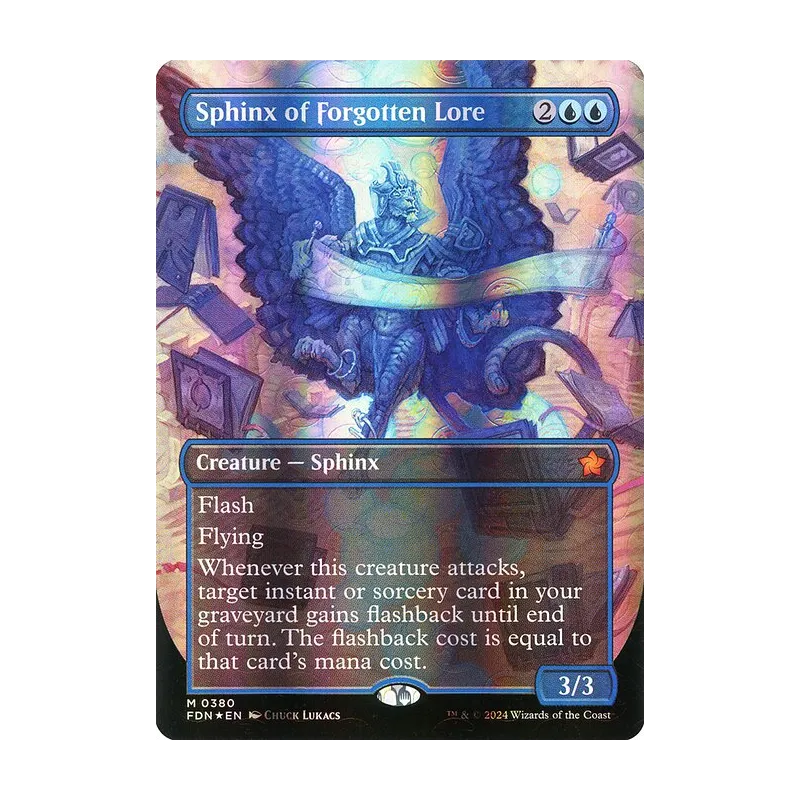 Sphinx of Forgotten Lore (Borderless) (Mana Foil) - Foundations (Foil Near Mint)