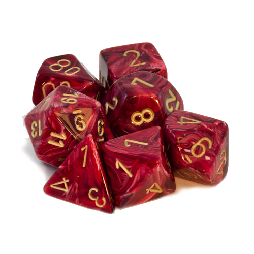 Chessex Dice Set: Vortex Burgundy w/Gold (7) Chessex Dice Set: Vortex Burgundy w/Gold (7)