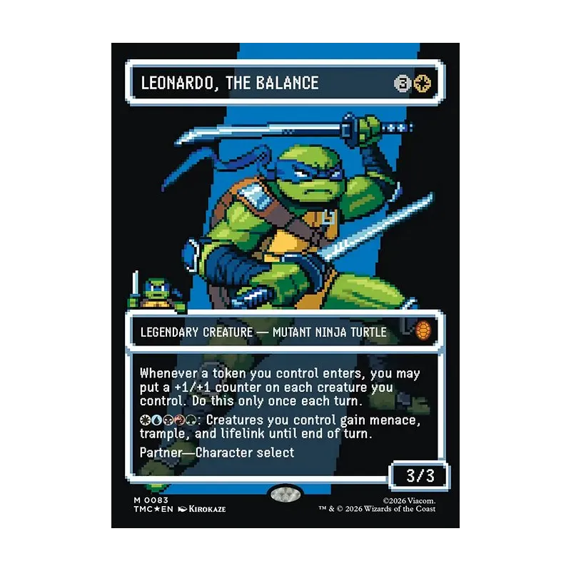 Leonardo, the Balance (0083) (Borderless) (Surge Foil) - Teenage Mutant Ninja Turtles Commander (Foil Near Mint)