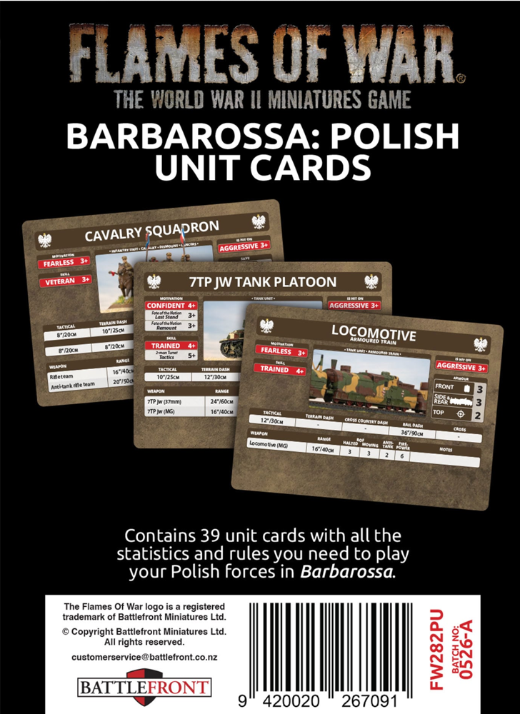 Flames of War WW2: Barbarossa: Polish - Unit Cards (Preorder)
