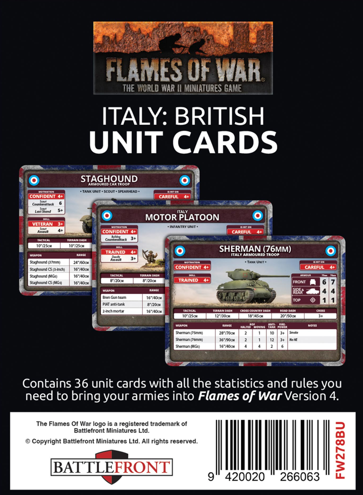 Flames of War WW2: Liberation of Italy - British Unit Cards (Preorder)