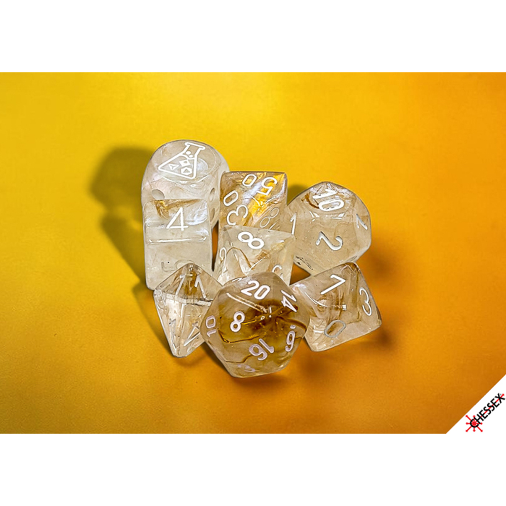 Chessex Lab Series Polyhedral Dice: Borealis - Champagne/White (Preorder)