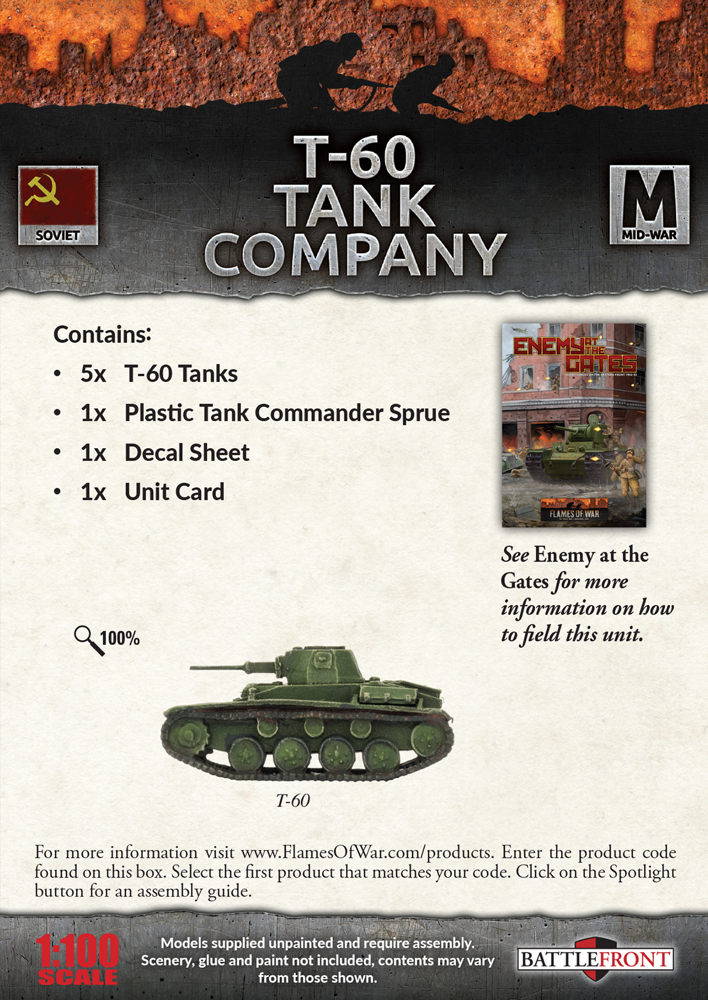 Flames of War WW2: Soviet - T-60 Tank Company