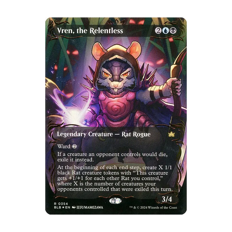Vren, the Relentless (Borderless) (Raised Foil) - Bloomburrow (Foil Near Mint)