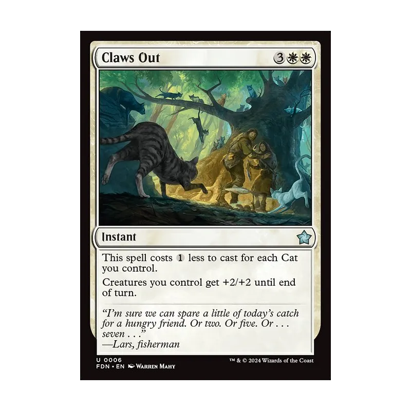 mtg foundations cat cards Claws Out create a 1/1 white Cat creature token Cat - Foundations Tokens -