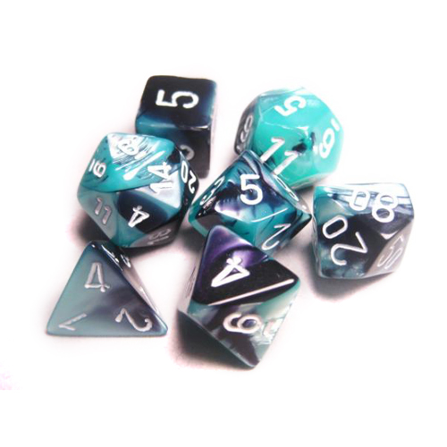Chessex Dice Set: Gemini Black-Shell w/White (7) Chessex Dice Set: Gemini Black-Shell w/White (7)