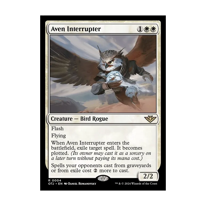 mtg plotting cards Aven Interrupter Inkognit Power/Toughness4/3 Legalities LEGALStandard LEGALFuture LEGALHistoric LEGALTimeless LEGALGladiator LEGALPioneer LEGALModern LEGALLegacy LEGALPauper LEGALVintage LEGALPenny LEGALCommander LEGALOathbreaker LEGALStandardbrawl LEGALBrawl NOT LEGALAlchemy LEGALPauper Commander LEGALDuel NOT LEGALOldschool NOT LEGALPremodern NOT LEGALPredh Flying Vampire Rogue (0008) // Plot
