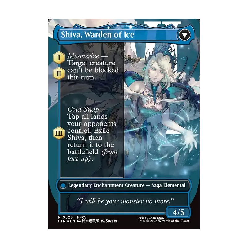Jill, Shiva's Dominant // Shiva, Warden of Ice (Borderless) (Surge Foil) - Final Fantasy (Foil Near Mint)