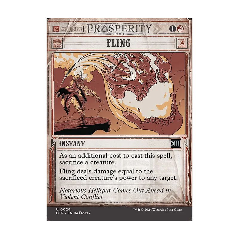 fling card mtg Magic The Gathering Fling deals damage equal to the sacrificed creatures power to target creature or player. Fling MTG - Jumpstart 2025