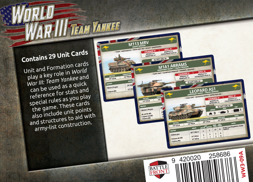 WWIII Team Yankee: ANZAC - Unit Card Pack