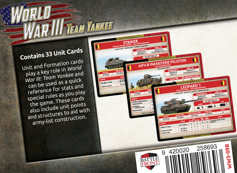 WWIII Team Yankee: Belgian - Unit Card Pack