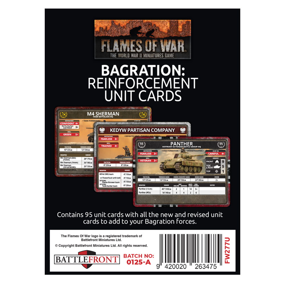 Flames of War WW2: Operation Bagration - Reinforcement Unit Cards