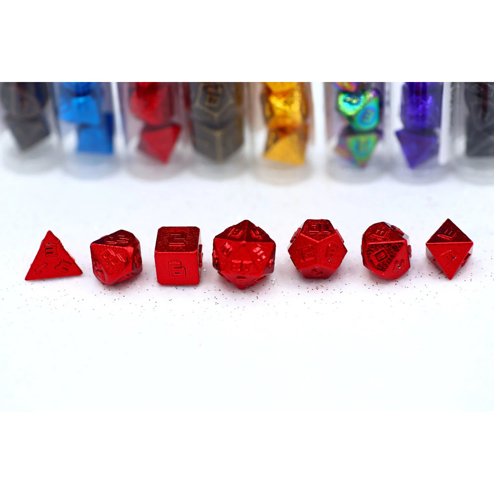 10mm Metal Polyhedral Dice Set: Red (7) (Last Chance) 10mm Metal Polyhedral Dice Set: Red (7) (Last Chance)
