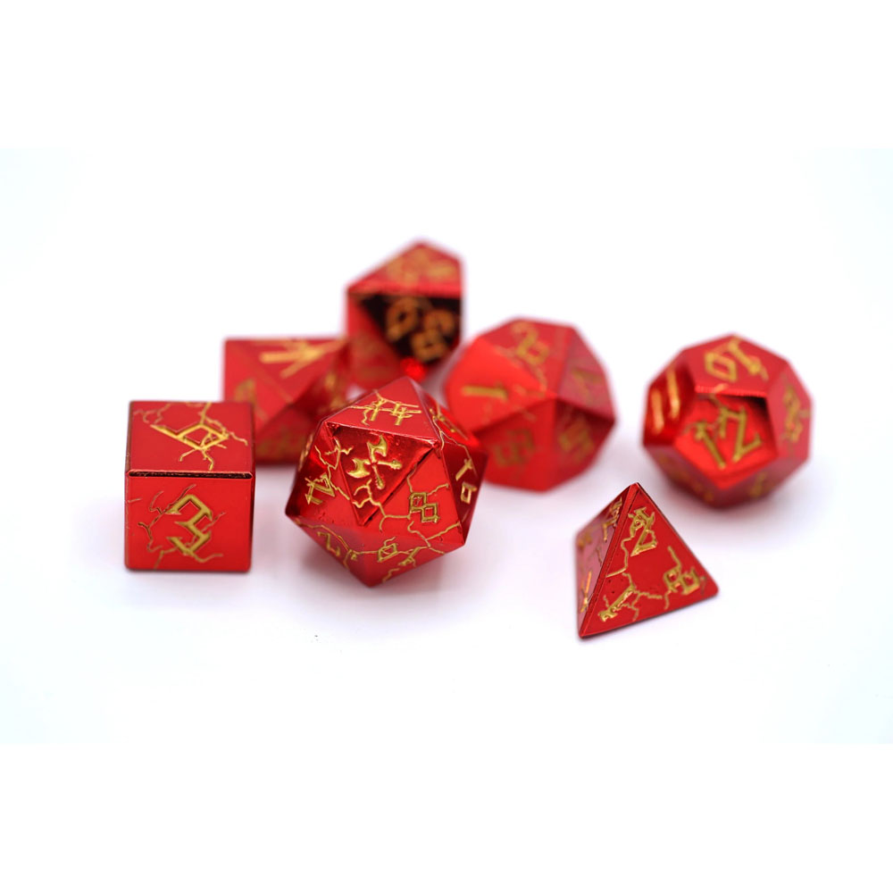 Metal Barbarian Dice Set: Shiny Red w/ Gold (7) (Last Chance) Metal Barbarian Dice Set: Shiny Red w/ Gold (7) (Last Chance)