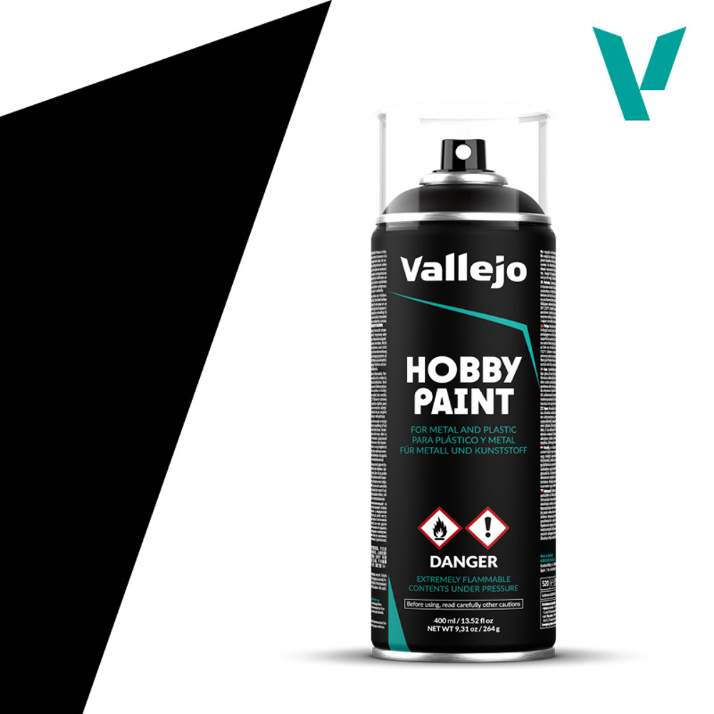 Vallejo Hobby Paint Aerosol: Black (400ml)