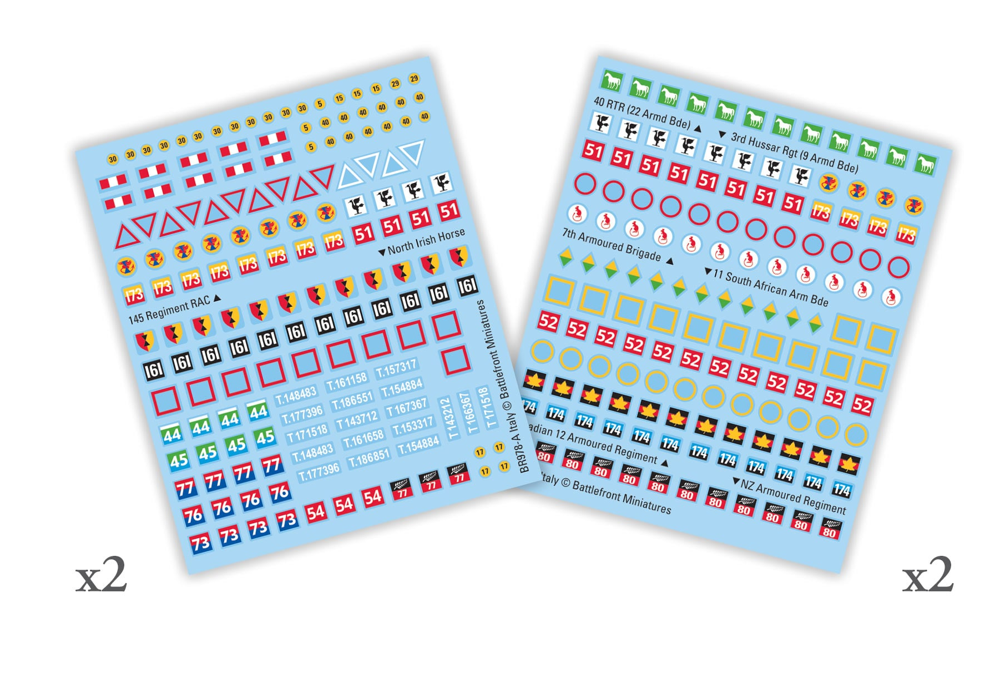 Flames of War WW2: British Late War (Italy) Decal Set