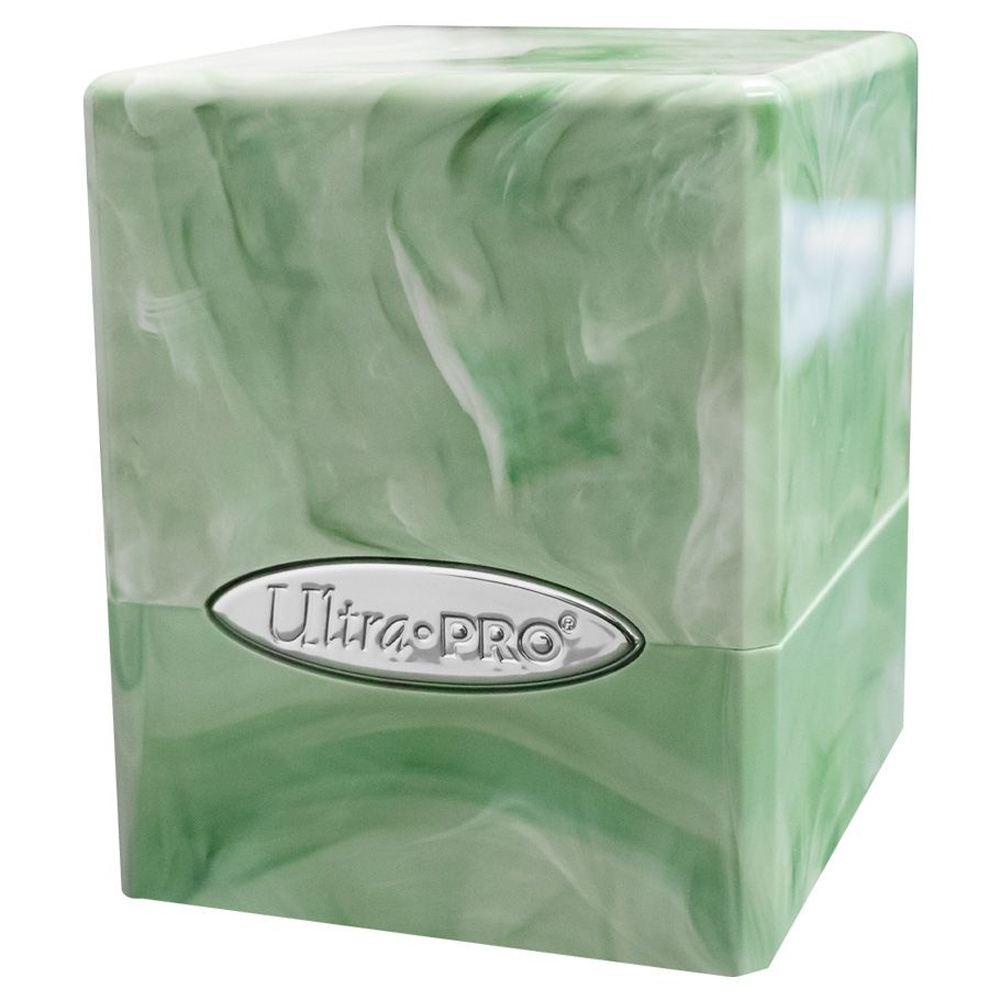 Satin Cube: Marble Lime Green/White