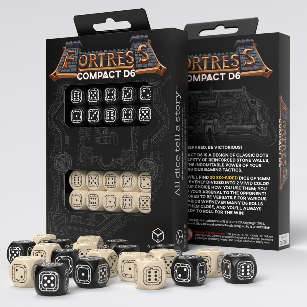 Fortress Compact d6 Set: Black & Beige (20) (Last Chance) Fortress Compact d6 Set: Black & Beige (20) (Last Chance)