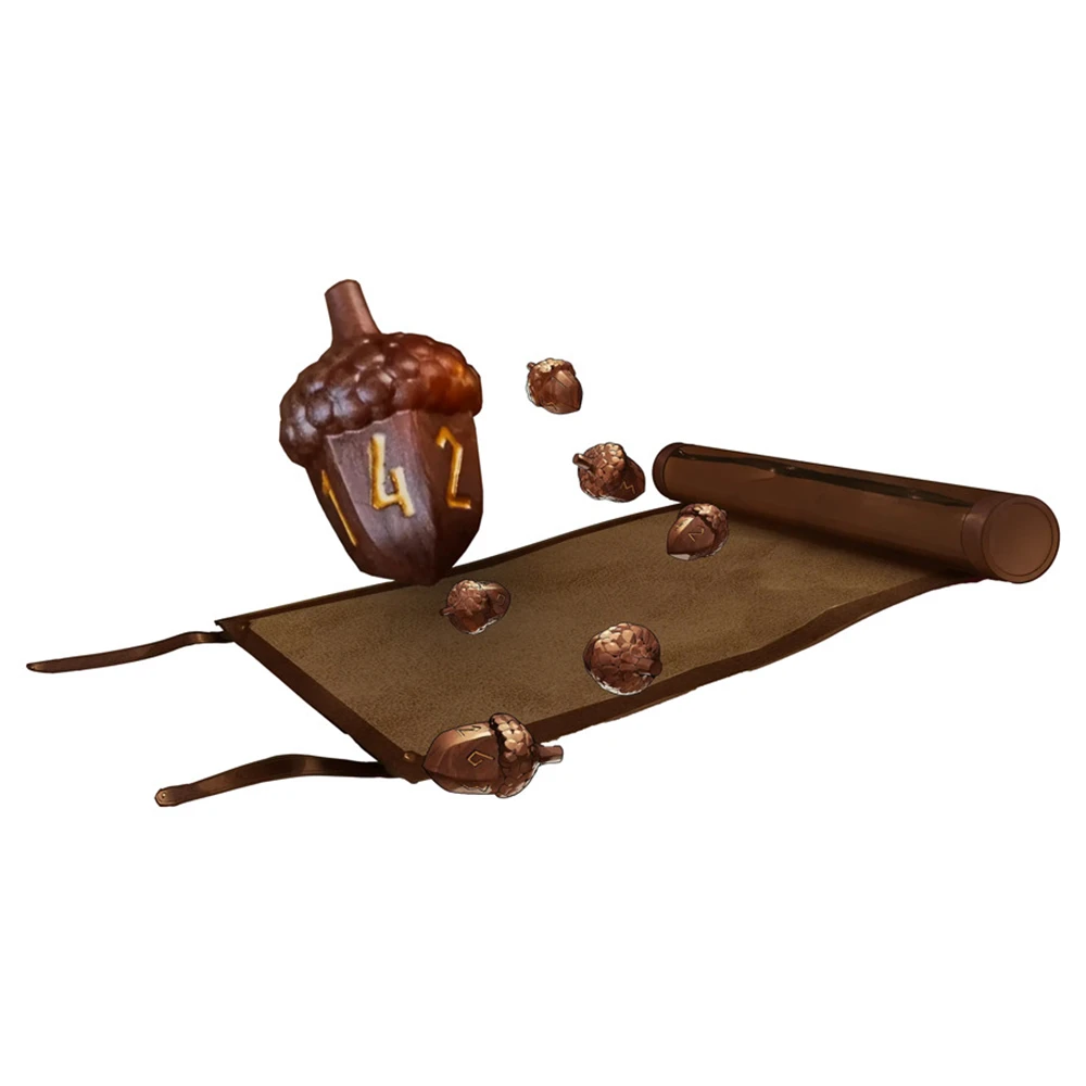 Legend in the Mist: Leather Satchel with 6 Acorn Dice (Preorder)