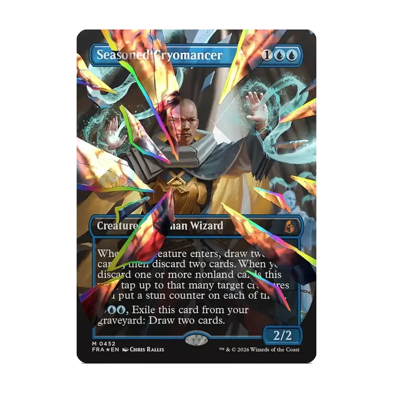 Seasoned Cryomancer (Borderless) (Facet Foil) (0452) - Reality Fracture (Foil Near Mint)