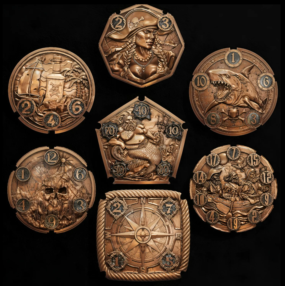 FlipDie Metal Dice Coin Set: Pirate - Bronze (7) (New Arrival)