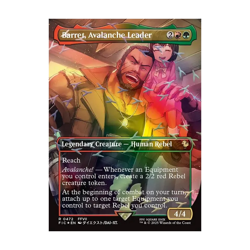 Barret, Avalanche Leader (Borderless) (Chocobo Track Foil) - Final Fantasy Commander (Foil Near Mint)