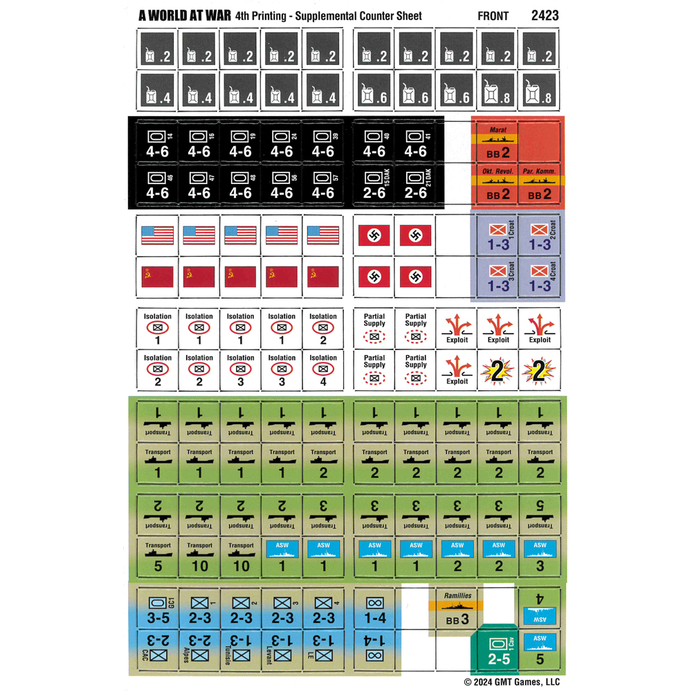 A World at War (4th Print Counter Sheet)