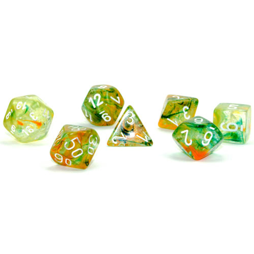 Chessex Dice Set: Nebula Luminary - Spring w/White (7) Chessex Dice Set: Nebula Luminary - Spring w/White (7)