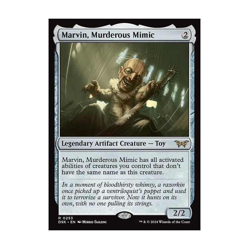 marvin mtg card Powering DOWN Marvin, Murderous Mimic | EDH Deck Tech Murderous Mimic has all activated abilities of creatures you control that dont have the same name as this creature. Marvin, Murderous Mimic | Duskmourn: