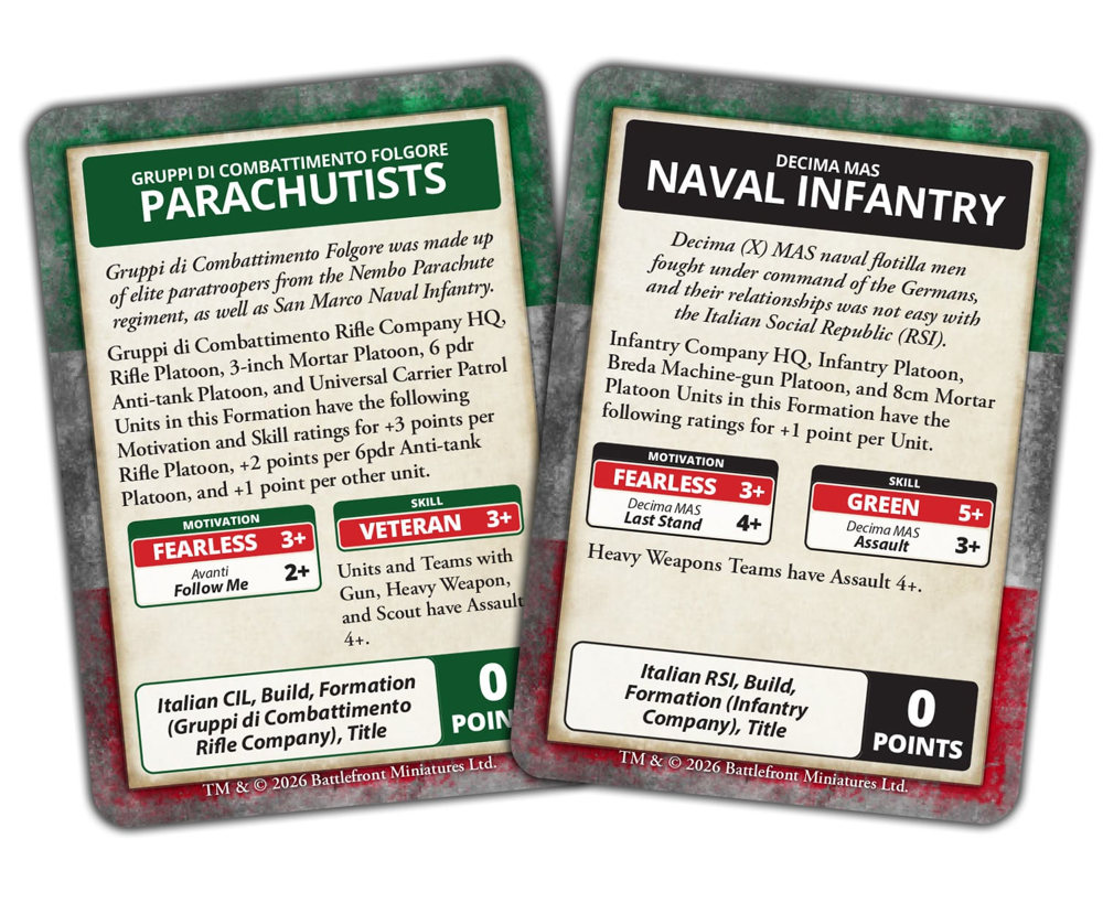 Flames of War WW2: Liberation of Italy - Italian Command Cards