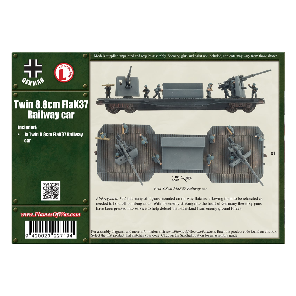 Flames of War WW2: German - Twin 8.8cm FlaK Railway Car