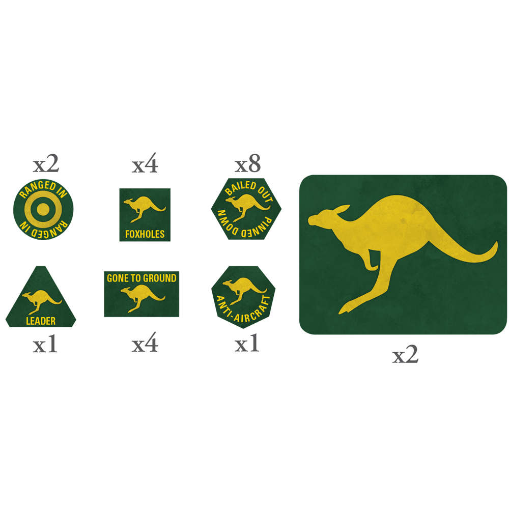 Flames of War WW2: British - Australian MW Tokens & Objectives (Preorder)