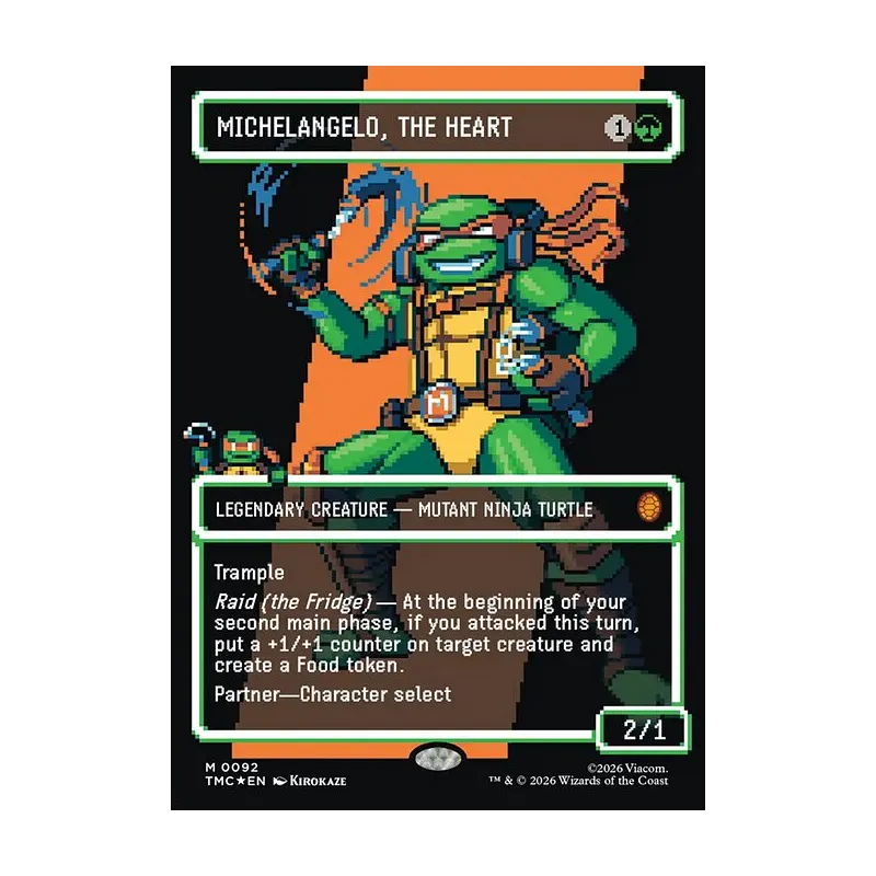 Michelangelo, the Heart (0092) (Borderless) (Surge Foil) - Teenage Mutant Ninja Turtles Commander (Foil Near Mint)