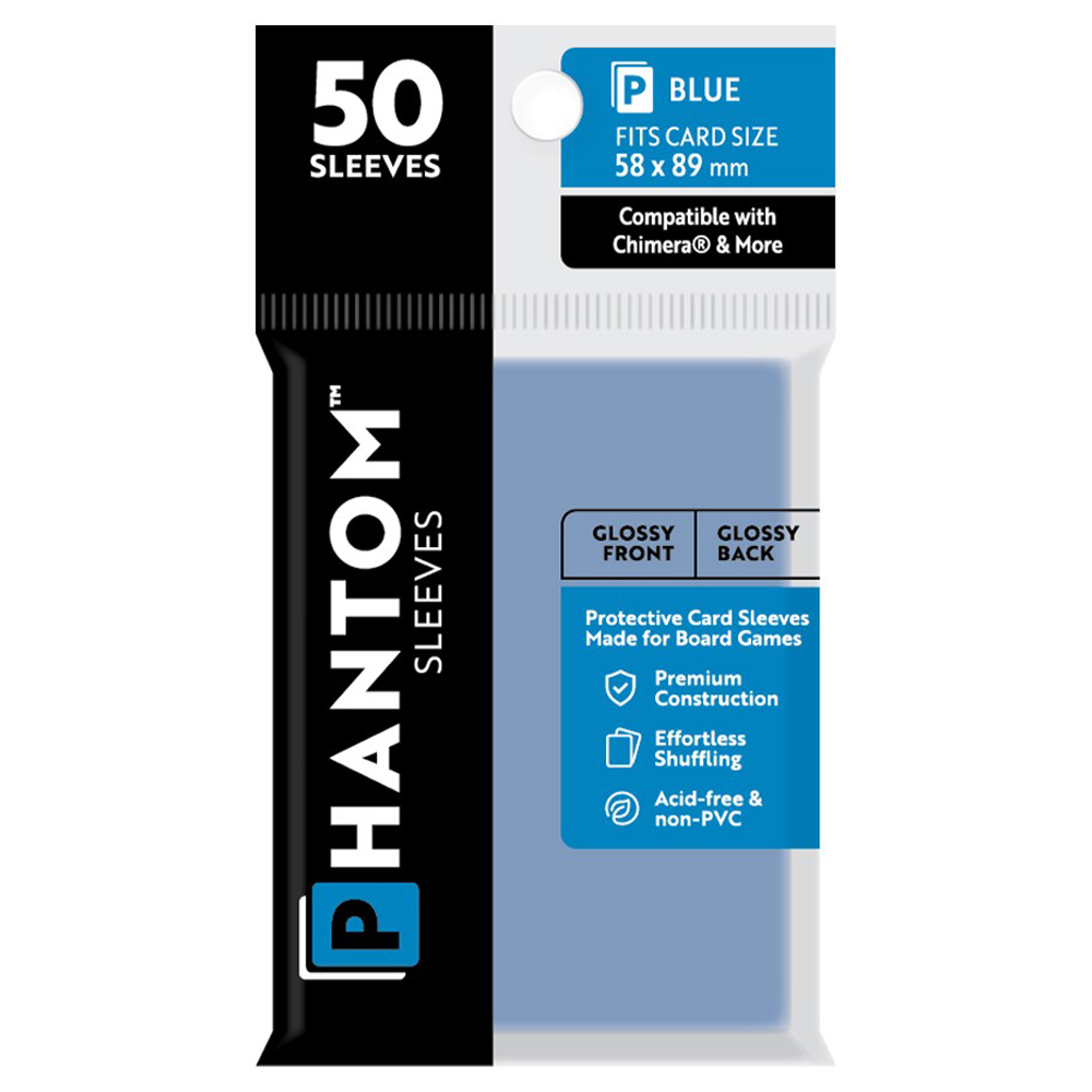 Phantom Sleeves: Blue Size 58 x 89mm - Glossy/Glossy (50)