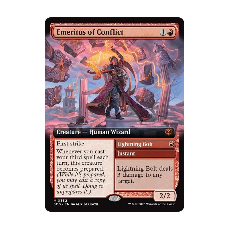 Emeritus of Conflict // Lightning Bolt (Extended Art) - Secrets of Strixhaven (Near Mint)