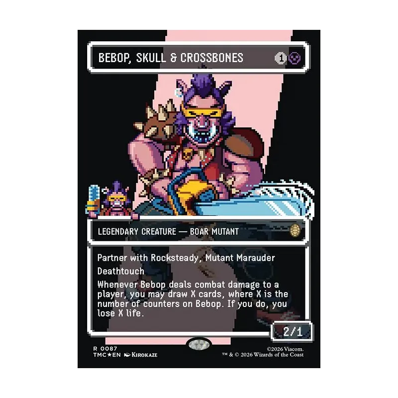 Bebop, Skull & Crossbones (Borderless) (Surge Foil) - Teenage Mutant Ninja Turtles Commander (Foil Near Mint)