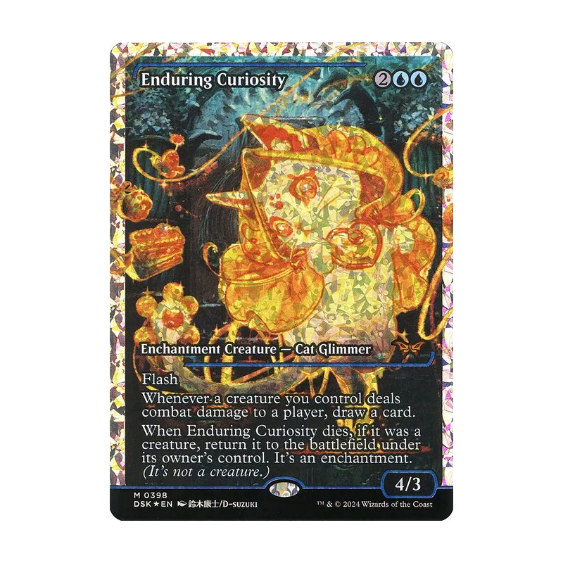 Enduring Curiosity (Showcase) (Fracture Foil) - Duskmourn: House of Horror (Foil Near Mint)