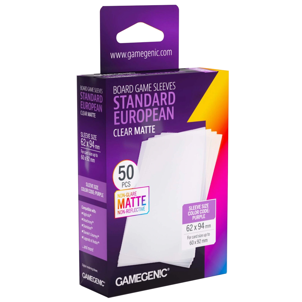 Board Game Sleeves: Standard European - Clear Matte (50) (Preorder)